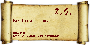 Kolliner Irma névjegykártya