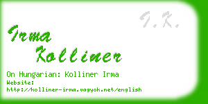 irma kolliner business card